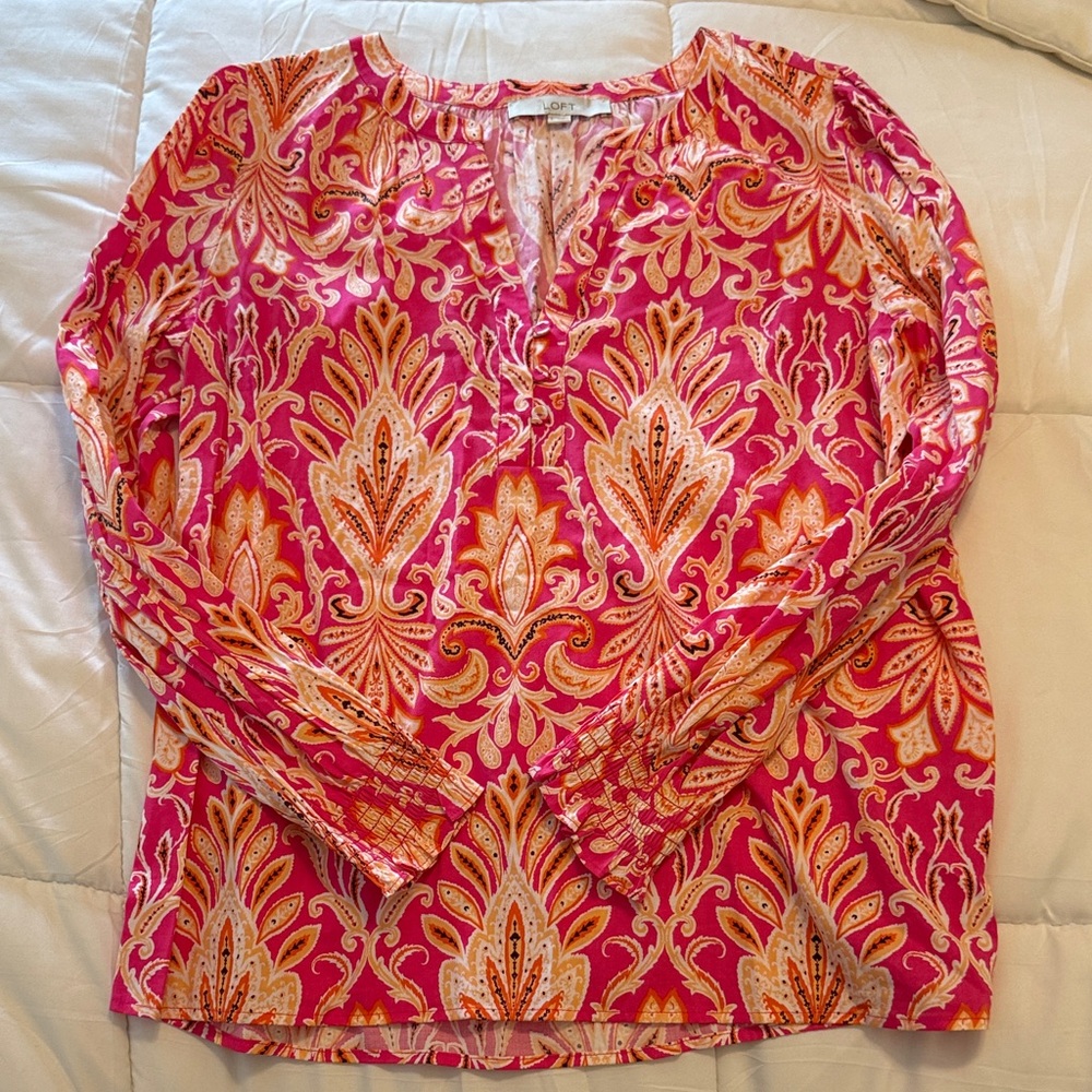 LOFT Vibrant Pink and Orange Women's Top
